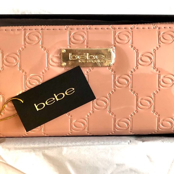 bebe Handbags - Bebe Embossed Patent Wallet in Blush | NWT
